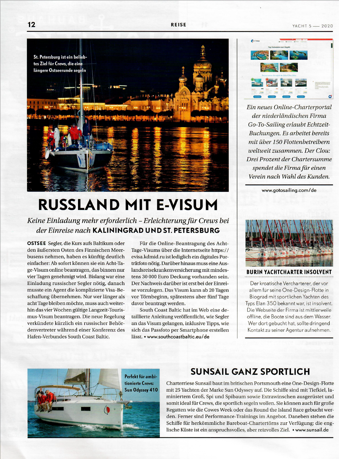 GotoSailing.com featured in the Yacht magazine